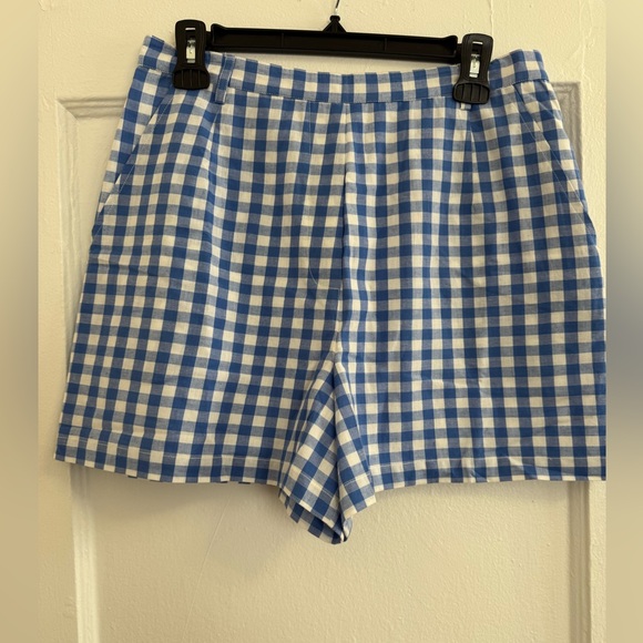 Antik Batik Patty Gingham Cotton Shorts in Light Blue Size M/40 - Picture 2 of 4